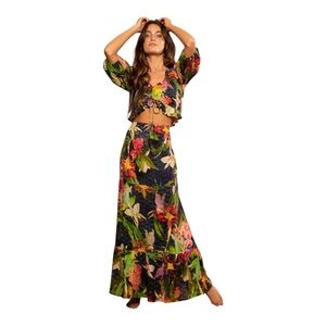 BTFL-Life Nanaka Eyelet Crop Top & Maxi Skirt Colorful Floral Two-Piece Outfit